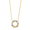Collier Kreis 750 Gelbgold 10 Saphire 0,26ct mehrfarbig 3 Brillanten 0,06ct TW-SI