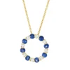 Collier Kreis 750 Rotgold 8 Saphire 1,08ct blau 8 Brillanten 0,26ct F-VSI L:45,7cm