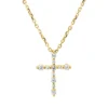 Collier Kreuz aus 750 Gelbgold 11 Brillanten 0,17ct TW-VSI/SI L:40,6cm
