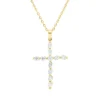Collier Kreuz aus 750 Gold Gelbgold 11 Brillanten 0,5ct F-SI L:45cm