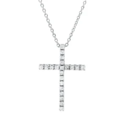 Collier Kreuz aus 750 Gold Weißgold 21 Brillanten 0,38ct F-SI L:40,6cm
