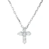 Collier Kreuz aus 750 Gold Weißgold 6 Brillanten 0,23ct TW-VSI L:45cm