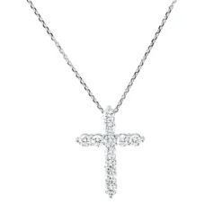 Collier Kreuz aus 750 Gold Weißgold 11 Brillanten 0,52ct TW-SI L:45cm