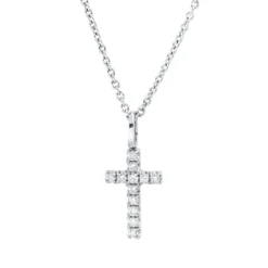 Collier Kreuz aus 750 Gold Weißgold 12 Brillanten 0,07ct TW-PI L:40cm