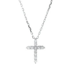 Collier Kreuz aus 750 Gold Weißgold 11 Brillanten 0,23ct TW-VSI L:45cm
