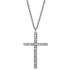 Collier Kreuz aus 750 Gold Weißgold 27 Brillanten 0,09ct TW-SI L:42cm