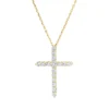 Collier Kreuz 750 Gelbgold 15 Brillanten 0,62ct F-SI 1 Brillant 0,1ct F-SI L:45,7cm