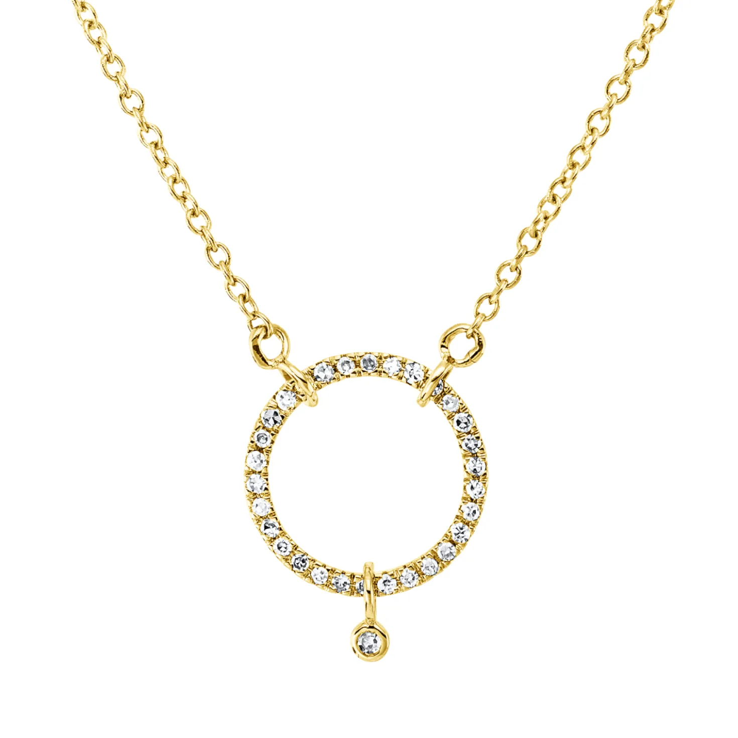 Collier Kreuz 750 Gelbgold 30 Diamanten 0,12ct TW-SI 1 Diamant 0,01ct TW-SI L:45cm