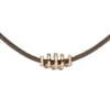 Collier Leder taupe mit Spirale 47 Diamanten 0.33Ct W/SI 585 Gold Rotgold 45cm