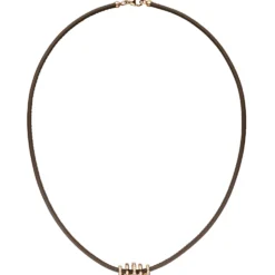 Collier Leder taupe mit Spirale 47 Diamanten 0.33Ct W/SI 585 Gold Rotgold 45cm