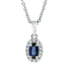 Collier Oval aus 750 Weißgold Saphir 0,27ct blau 14 Brillanten 0,07ct TW-SI L:45cm