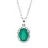 Collier Oval aus 750 Weißgold Smaragd 0,97ct grün 16 Diamanten 0,14ct L:45cm