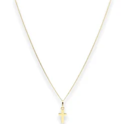 Collier Panzerkette Goldkette Kreuz Halskette aus 375 Gold Gelbgold 42cm