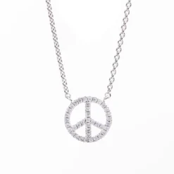 Collier Peace aus 750 Gold Weißgold 39 Brillanten 0,13ct TW-SI