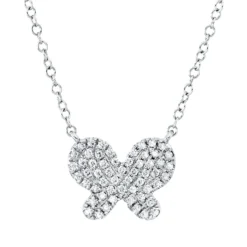Collier Schmetterling aus 750 Weißgold 56 Brillanten 0,14ct TW-SI L:45,7cm