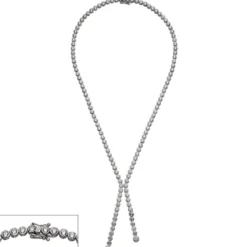 Collier Silberkette Halskette Halsschmuck mit weißen Zirkonia, 925 Silber 42cm