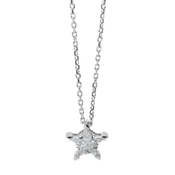 Collier Stern aus 750 Weißgold 5 Diamanten Fanatsy-Schliff 0,26ct F-vsi/si L:42cm