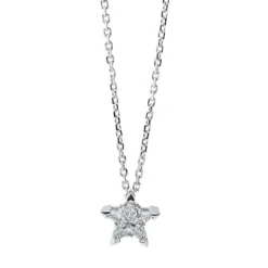 Collier Stern 750 Weißgold 5 Diamanten Triangel-Sonderschliff 0,16ct F-VVS L:42cm
