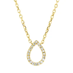Collier Tropfen aus 750 Gold Gelbgold 20 Diamanten 0,04ct TW-SI L:45cm