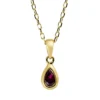 Collier Tropfen aus 750 Gold Gelbgold Rubin 0,31ct rot L:45,9cm Zarge