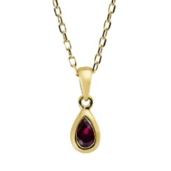 Collier Tropfen aus 750 Gold Gelbgold Rubin 0,31ct rot L:45,9cm Zarge