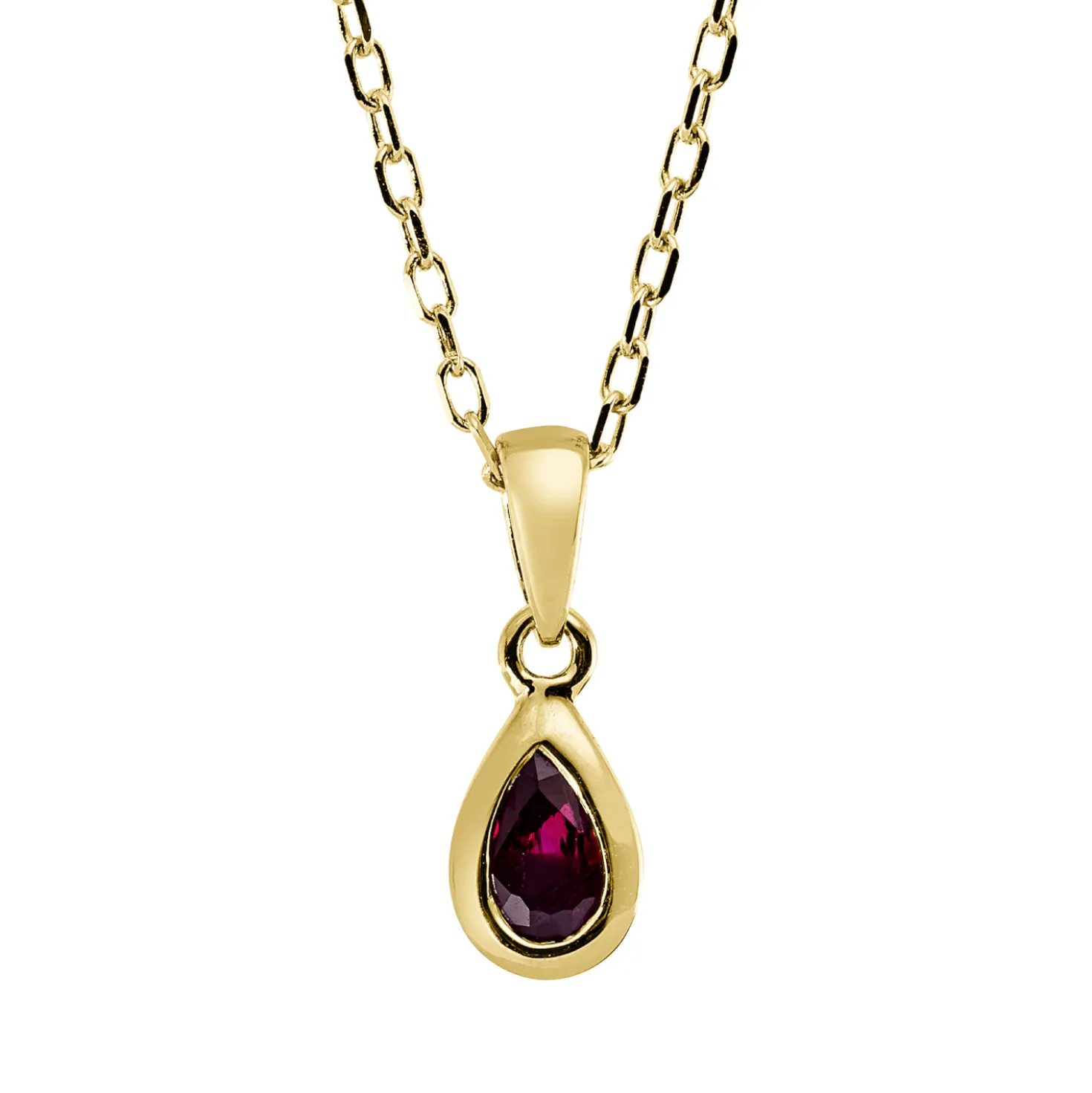Collier Tropfen aus 750 Gold Gelbgold Rubin 0,31ct rot L:45,9cm Zarge