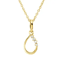 Collier Tropfen aus 750 Gold Gelbgold 4 Diamanten 0,03ct TW-SI L:45cm