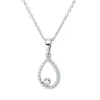 Collier Tropfen aus 750 Gold Weißgold Brillant 0,03ct TW-SI L:45cm Zarge