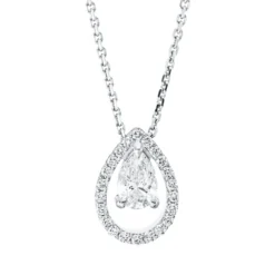 Collier Tropfen aus 750 Gold Weißgold 23 Diamanten 0,46ct TW-SI L:45cm