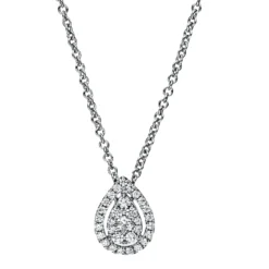Collier Tropfen aus 585 Gold Weißgold 31 Diamanten 0,24ct TW-SI L:45cm