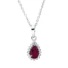 Collier Tropfen aus 750 Weißgold Rubin 0,46ct rot 18 Diamanten 0,09ct TW-SI L:45cm