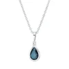 Collier Tropfen aus 750 Weißgold Topas 0,49ct London Blue Brillant 0,02ct TW-SI