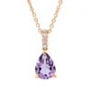 Collier Tropfen 750 Rotgold Amethyst 0,94ct pink 5 Brillanten 0,03ct TW-SI L:45cm