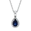 Collier Tropfen 750 Weißgold Saphir 0,57ct blau 15 Brillanten 0,09ct F-SI L:45cm