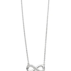 Collier Unendlichkeit Halskette mit Anhänger 925 Silber mit Zirkonia 41 cm