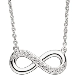 Collier Unendlichkeit Halskette mit Anhänger 925 Silber mit Zirkonia 41 cm