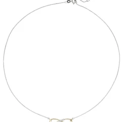 Collier Unendlichkeit Infinity Symbol 5 Diamanten 0.05Ct W/SI 585 Gold Halskette