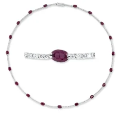 Collier 750 Weißgold 19 Rubine 10,67ct rot 180 Brillanten 3,29ct TW-VSI/SI L:44cm