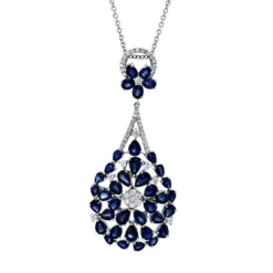 Collier 750 Weißgold 38 Saphire 13,3ct blau 53 Diamanten 1,41ct TW-VSI L:47,6cm