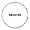 Collier 750 Weißgold 48 Tansanite 21,3ct blau 48 Brillanten 0,95ct F-PI L:41,5cm