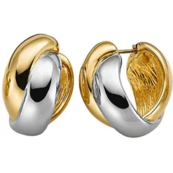 Creole Creolen 12mm creolen Ohrringe 585 Gold Gelbgold & Weißgold Goldohrringe