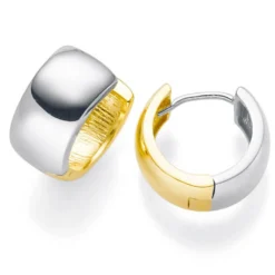 Creole Creolen 13x6,5mm 750 Gold gelb/weiß bicolor Ohrringe Ohrschmuck