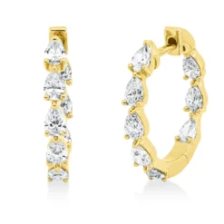 Creolen aus 750 Gelbgold 16 Diamanten Tropfen-Schliff 1,47ct TW-SI 18,5x2,7mm