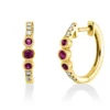 Creolen aus 585 Gelbgold 6 Rubine 0,23ct rot 12 Diamanten 0,09ct TW-SI 15,3x3mm