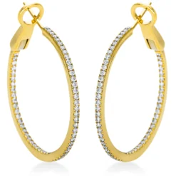 Creolen aus 750 Gold Gelbgold 116 Brillanten 0,88ct TW-VSI 32,9x1,6mm