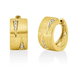Creolen aus 585 Gold Gelbgold 12 Brillanten 0,05ct TTLB-SI 12,3x6mm