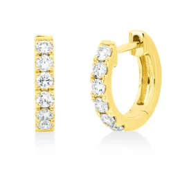 Creolen aus 750 Gold Gelbgold 12 Brillanten 0,3ct I-SI 11x2mm