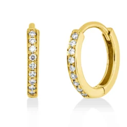 Creolen aus 750 Gold Gelbgold 18 Brillanten 0,04ct TW-SI 10,1x1,5mm