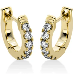 Creolen aus 750 Gold Gelbgold 12 Brillanten 0,21ct TW-SI 10,3x1,9mm
