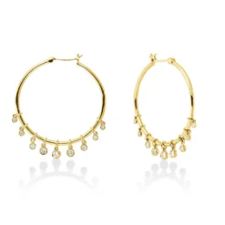Creolen aus 585 Gold Gelbgold 18 Diamanten 0,25ct TW-SI 34x2,8mm